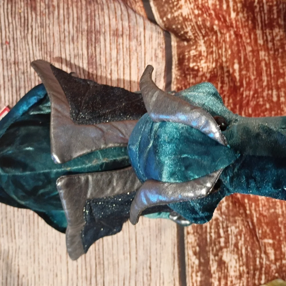 Douglas Dragon Plush Toy-Teal Green Silver Wings W/ *Bonus* Matching Necklace - Picture 6 of 11